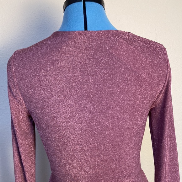 Woman’s Sparkly Dress Vibrant Purple Wild Fable Cut Outs Long Sleeve - Picture 6 of 7